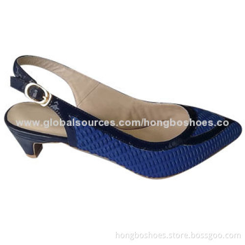 Sandal, Pointed Toe, Dress Leather Sling Back, Rubber Sole and Low-heelNew